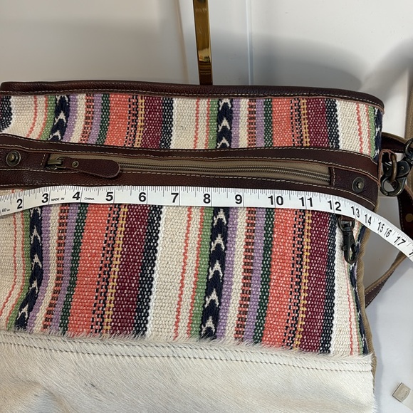 Myra Bag Striped Multicolor Canvas, Leather and Calfhair Shoulder/Crossbody Bag - Picture 6 of 11